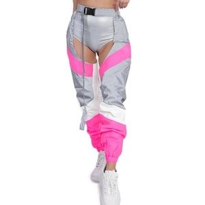 iHEARTRAVES Now You See Me Reflective Assless Chaps Neon Pink